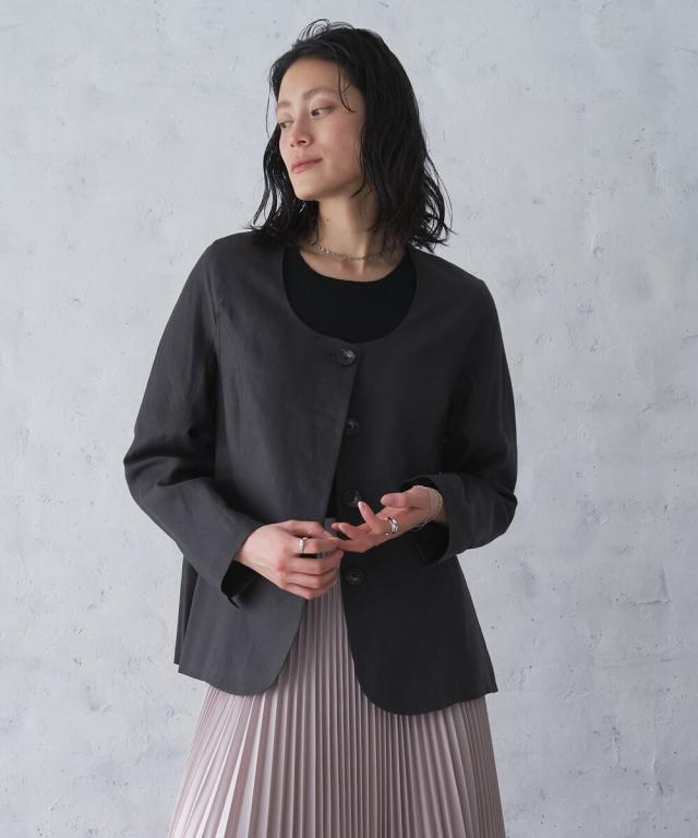 オードリーアンドジョンワッド（Audrey and John Wad）/【Audrey and John Wad】リネンキャンバスノーカラージャケット