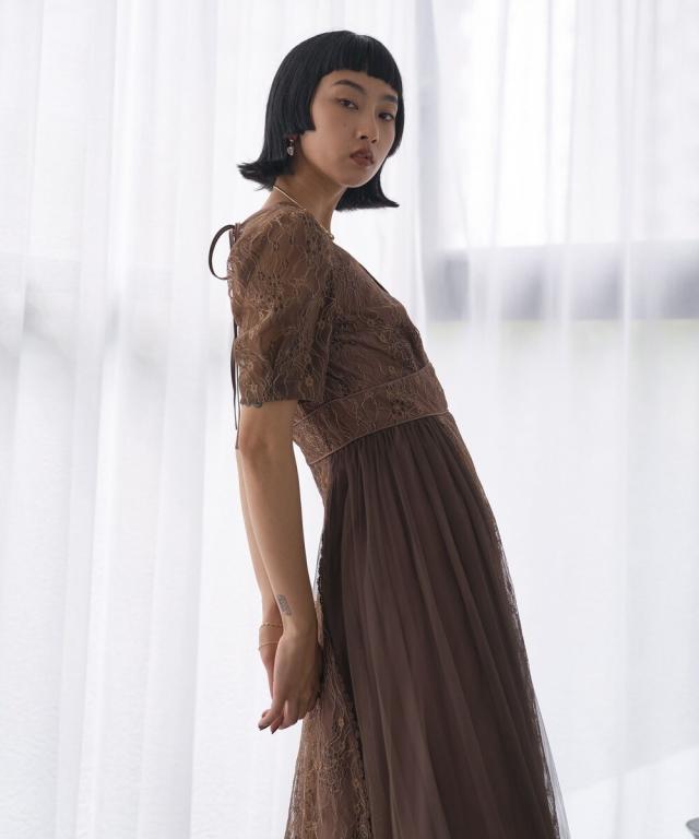 オードリーアンドジョンワッド（Audrey and John Wad）/【Audrey and John Wad】ラメレース×チュールプリーツドレス オードリーアンドジョンワッド（Audrey and John Wad）/【Audrey and