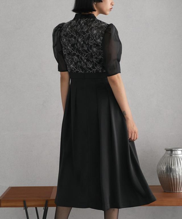 オードリーアンドジョンワッド（Audrey and John Wad）/【結婚式/二次会/パーティ】オーガンジー刺繍×サテン切り替えドレス オードリーアンドジョンワッド（Audrey and John Wad）/【結婚式