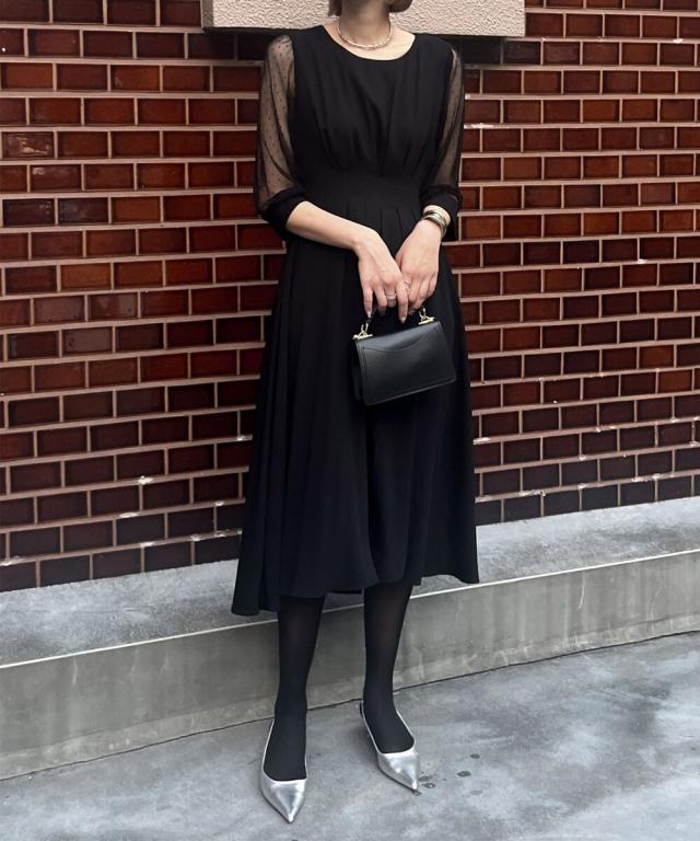 オードリーアンドジョンワッド（Audrey and John Wad）/【WEB限定 / オケージョン対応 】バックサテンジョーゼット×ドットチュールド… オードリーアンドジョンワッド（Audrey and John Wad）/【WEB限定