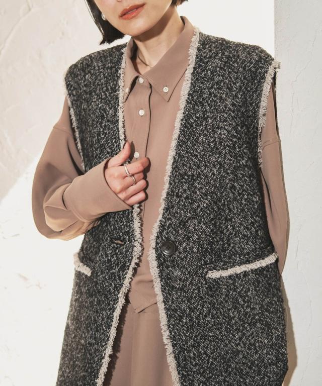 オードリーアンドジョンワッド（Audrey and John Wad）/【Audrey and John Wad】ヘリンボーンツイードロングベスト