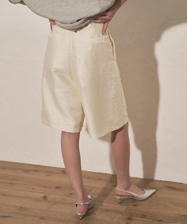 オードリーアンドジョンワッド（Audrey and John Wad）/【セットアップ対応/リネン/華奢見え】ハイウエスト2タックハーフパンツ オードリーアンドジョンワッド（Audrey and John Wad）/【セットアップ