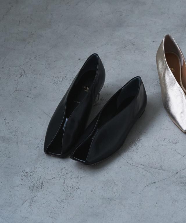 ランドワーズセレクト（LANDWARDS SELECT）/【日本製/フォーマル】オープントゥフラットパンプス