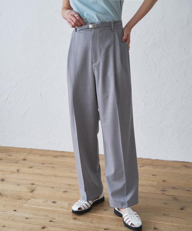 オードリーアンドジョンワッド（Audrey and John Wad）/【Audrey and John Wad】TRストレッチベルト付き2タックパンツの通販は