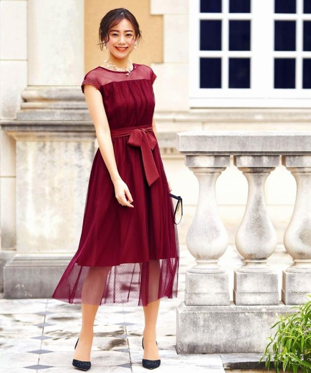 ルイルエブティック/【S〜LL】ドットチュールフレアワンピース