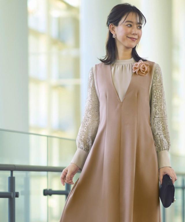 ルイルエブティック（RUIRUE BOUTIQUE）/【S〜3L】袖レーストップス＆ジャンパースカート