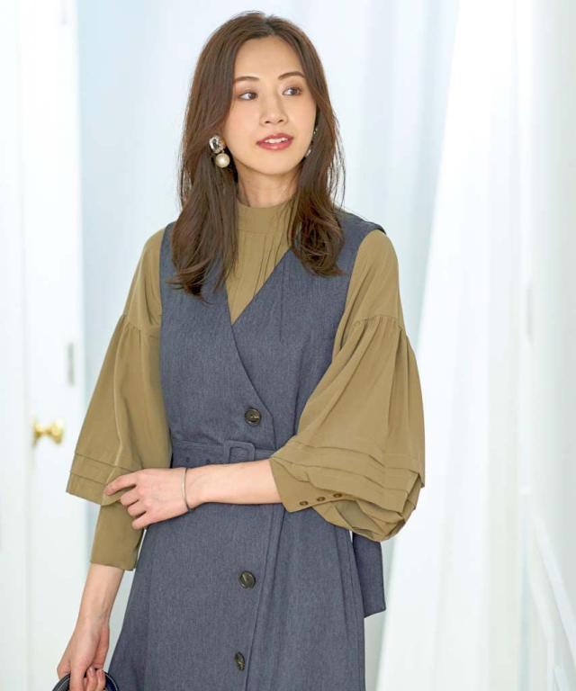 ルイルエブティック（RUIRUE BOUTIQUE）/【S〜3L】マルチway タックブラウス＆プリーツヘムワンピース_2