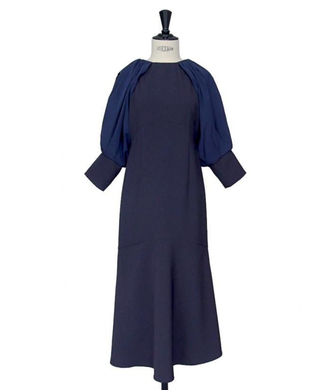 ルイルエブティック（RUIRUE BOUTIQUE）/【S〜3L】【手洗い】タックスリーブマーメイドシルエットロングワンピ ルイルエブティック（RUIRUE BOUTIQUE）/【S〜3L】【手洗い】タック