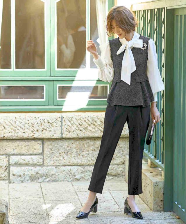 ルイルエブティック（RUIRUE BOUTIQUE）/【S〜3L】ボウタイツイード