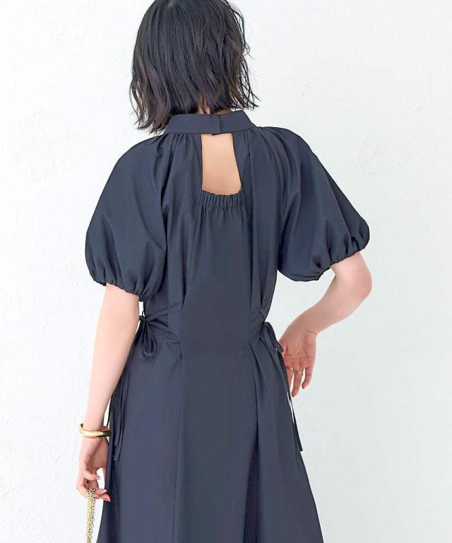 ルイルエブティック/【S〜3L】サイドリボンウエストタックワンピースの