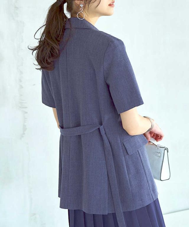 ルイルエブティック（RUIRUE BOUTIQUE）/【S〜3L】半袖ダブルブレスト＆ヘムプリーツワンピースセットアップ_8