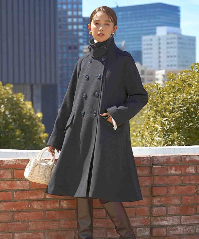 ルイルエブティック（RUIRUE BOUTIQUE）/【S〜LL】ニットメルトンスタンドカラーフレアコート