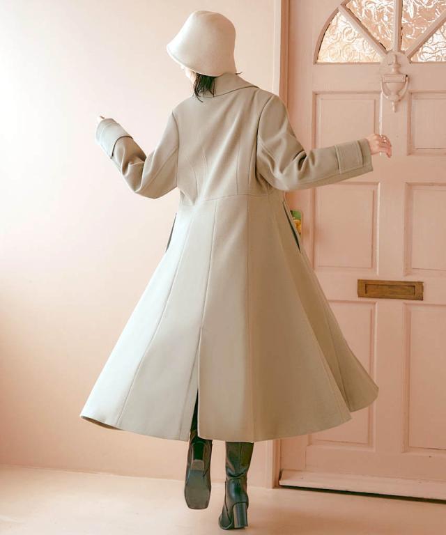 ルイルエブティック（RUIRUE BOUTIQUE）/【S〜3L】ウーリーストレッチ・フレアチェスターコート ルイルエブティック（RUIRUE BOUTIQUE）/【S〜3L】ウーリーストレッチ