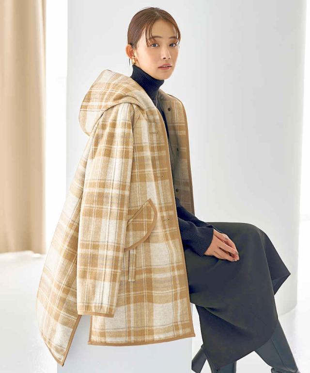 ルイルエブティック（RUIRUE BOUTIQUE）/【S〜LL】ウーリーストレッチ×ソフィーレイト 裏キルトフーデッドコート