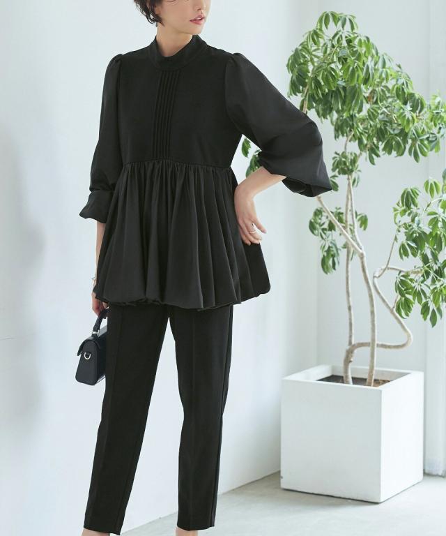 ルイルエブティック（RUIRUE BOUTIQUE）/【S〜3L】バルーンペプラムTOPS＆ピンタックシガレットパンツセットアップ