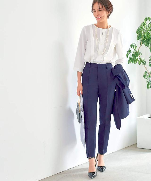 ルイルエブティック（RUIRUE BOUTIQUE）/【S〜3L】ノーカラーコクーンペプラムスリムパンツスーツ_11