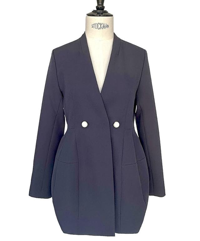 ルイルエブティック（RUIRUE BOUTIQUE）/【S〜3L】ノーカラーコクーンペプラムスリムパンツスーツ_18
