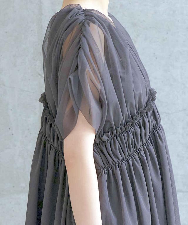 ルイルエブティック（RUIRUE BOUTIQUE）/【S〜3L】【洗える】シャーリングチュールトップス＆テーパードパンツセット その他スーツ