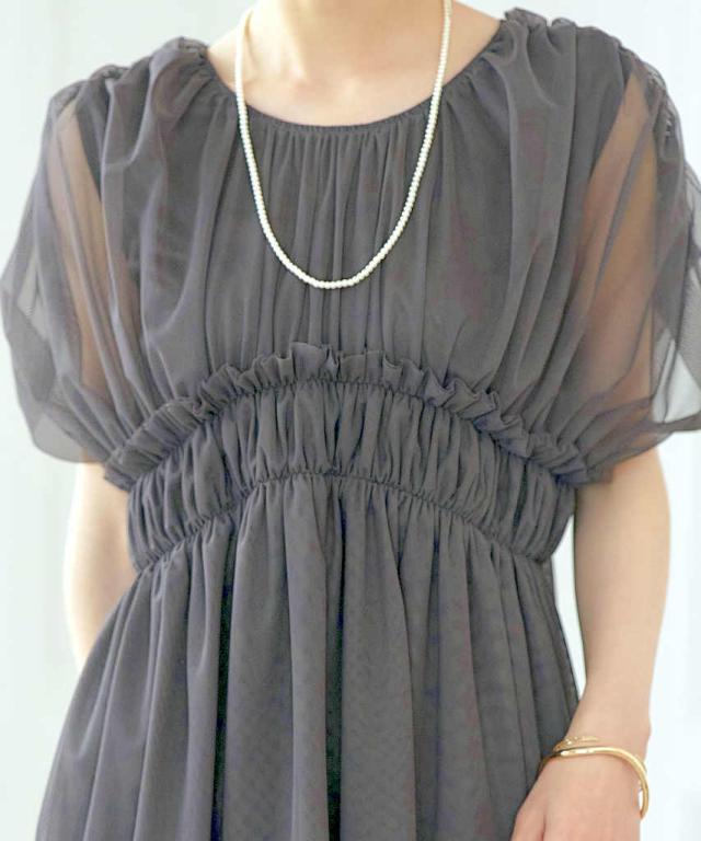 ルイルエブティック（RUIRUE BOUTIQUE）/【S〜3L】【洗える】シャーリングチュールトップス＆テーパードパンツセット その他スーツ
