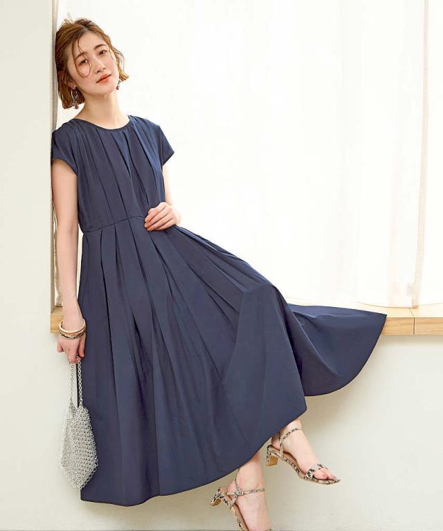 ルイルエブティック（RUIRUE BOUTIQUE）/【S〜3L】フレンチスリーブ・プリーツワンピース ルイルエブティック（RUIRUE BOUTIQUE）/【S〜3L】フレンチスリーブ