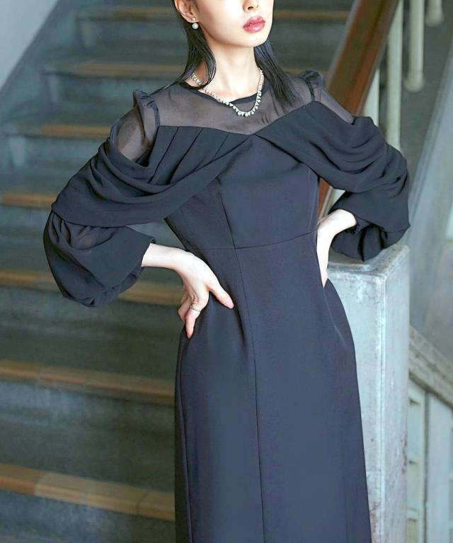 ルイルエブティック（RUIRUE BOUTIQUE）/【S〜LL】ドレープオフショルタイトワンピースドレス_10