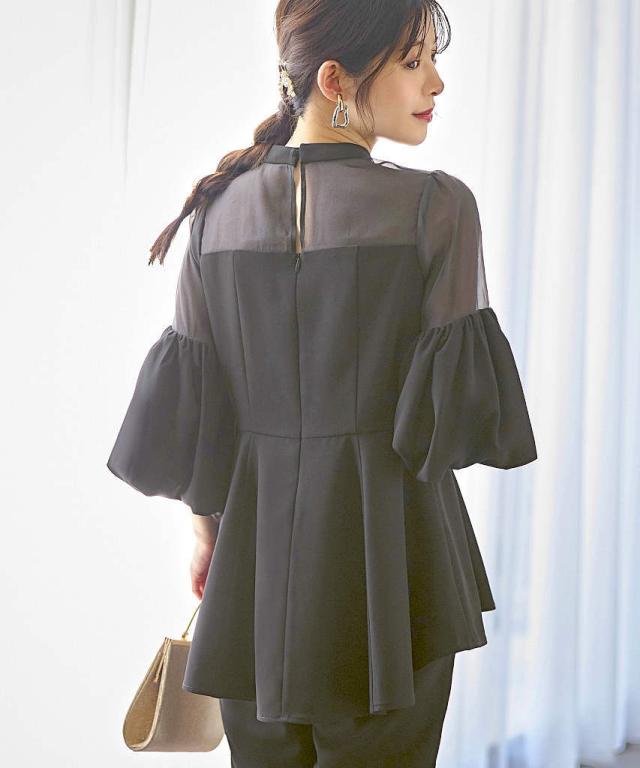 RUIRUEBOUTIQUE ボリュームスリーブペプラムトップステーパードパンツ Amazon | [ルイ ルエ ブティック] ボリュームスリーブ ペプラム