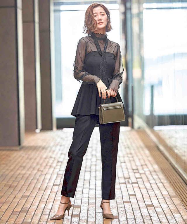 ルイルエブティック（RUIRUE BOUTIQUE）/【S〜LL】マルチway タックペプラムビスチェ＆スリムテーパードパンツ