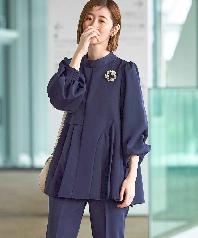 ルイルエブティック フォーマル パンツスーツ3点セット コサージュ