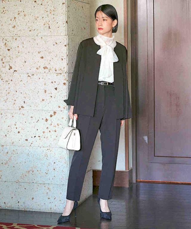 ルイルエブティック（RUIRUE BOUTIQUE）/【S〜LL】サイドプリーツジャケット＆テーパードパンツセットアップスーツ