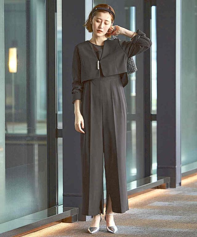 RUIRUE BOUTIQUE  ルイルエブティック セットアップ RUIRUE BOUTIQUE セットアップ リボンベルト付きノーカーラーコート