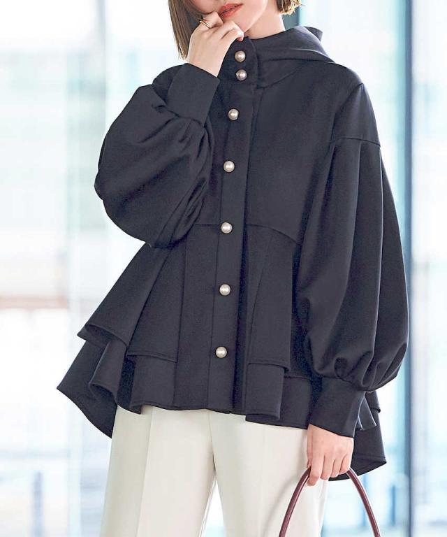 ルイルエブティック（RUIRUE BOUTIQUE）/【M、L】フロントパールフリルペプラムパーカー