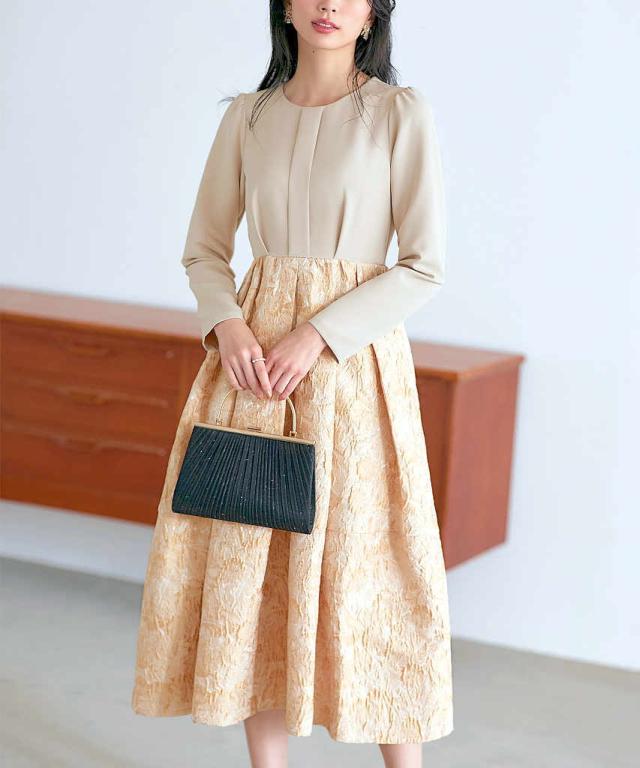 ルイルエブティック（RUIRUE BOUTIQUE）/ふくれジャカードドッキングワンピース