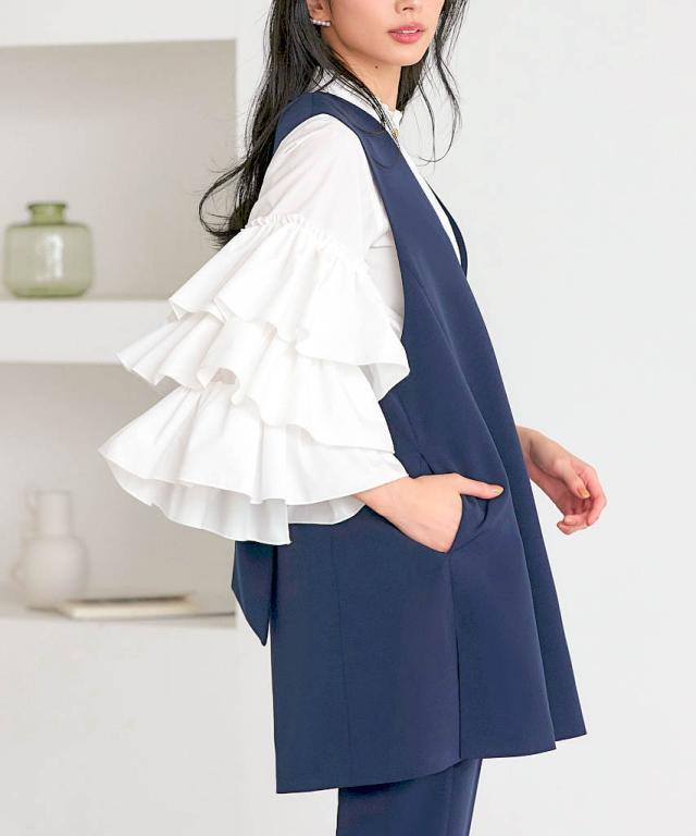 ルイルエブティック（RUIRUE BOUTIQUE）/Vネックバックリボンジレ
