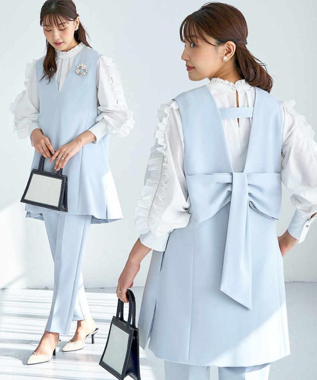 ルイルエブティック（RUIRUE BOUTIQUE）/Vネックバックリボンジレ