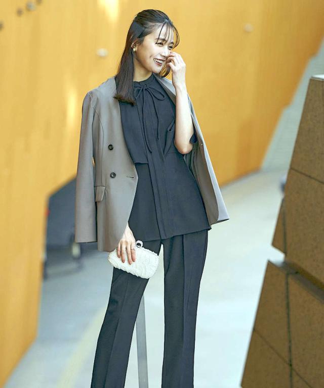 ルイルエブティック（RUIRUE BOUTIQUE）/【洗える/ストレッチ】選べるパンツケープデザイントップス＆テーパードパンツ/セミワイドパンツ_11