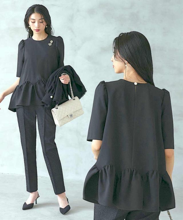 ルイルエブティック（RUIRUE BOUTIQUE）/ヘムフリルトップス＆ジャカードパンツセットアップ