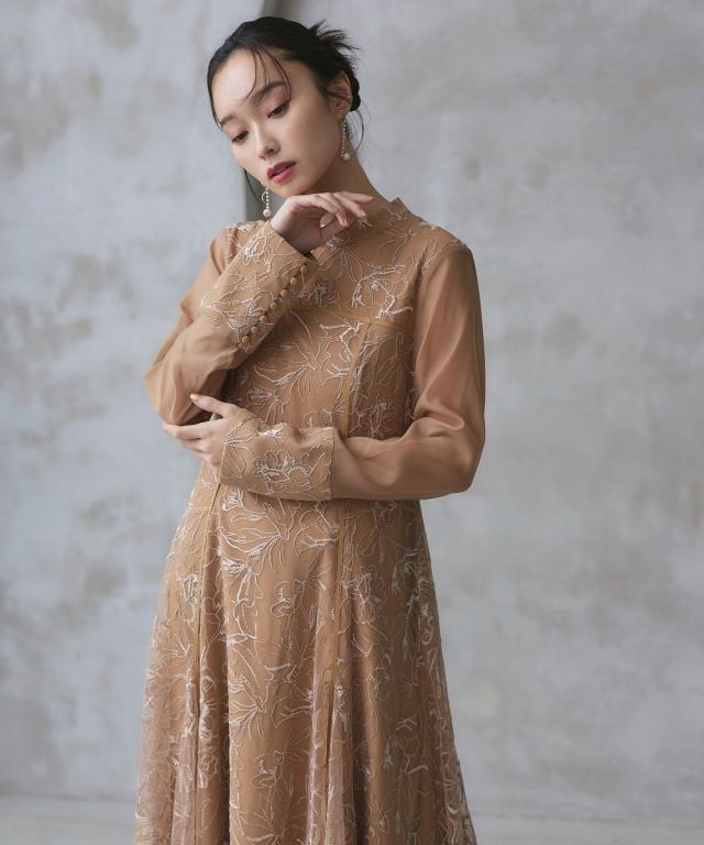 RUIRUE BOUTIQUE 配色刺繍フレアワンピースドレス 配色刺繍フレアワンピースドレス「U1471」