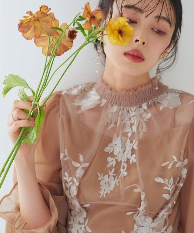 ルイルエブティック（RUIRUE BOUTIQUE）/チュール刺繍切り替えタック