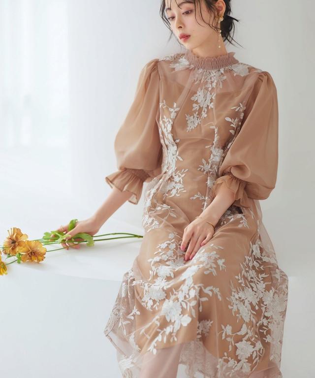 ルイルエブティック（RUIRUE BOUTIQUE）/チュール刺繍切り替えタック