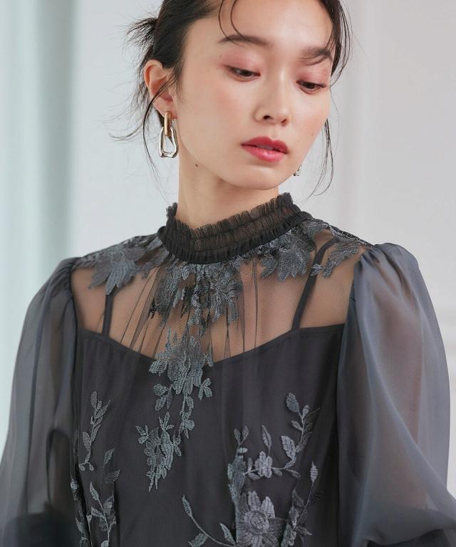 ルイルエブティック（RUIRUE BOUTIQUE）/チュール刺繍切り替えタック