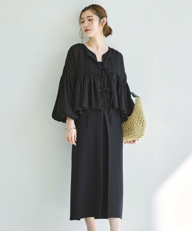 ルイルエブティック（RUIRUE BOUTIQUE）/シアーボリュームトップス＆キーネックワンピースセットアップ