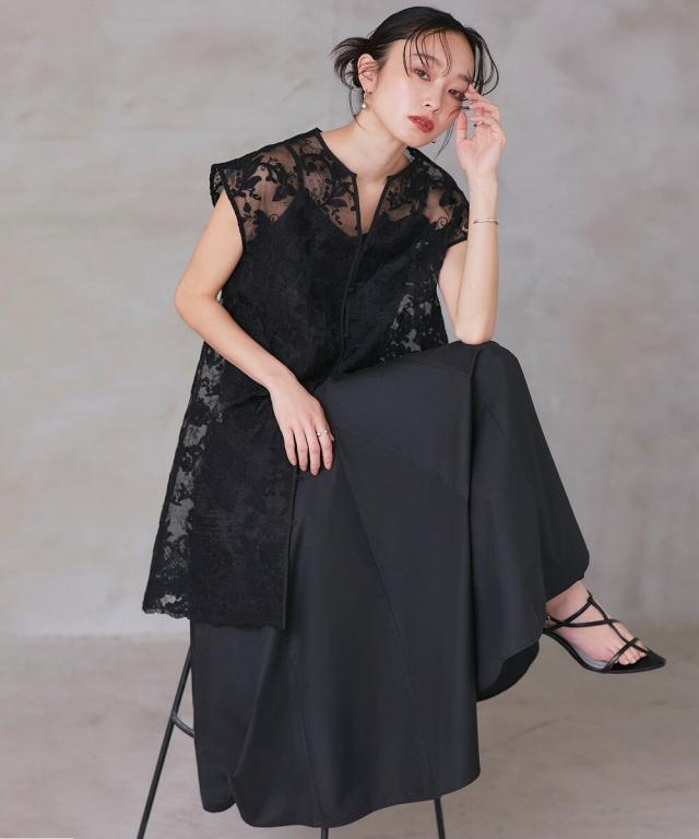 ルイルエブティック（RUIRUE BOUTIQUE）/レースジレ＆フレアキャミワンピースセットアップ