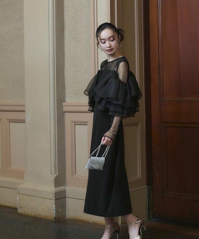 ルイルエブティック（RUIRUE BOUTIQUE）/ボリュームフリルスリーブタイトワンピースドレス