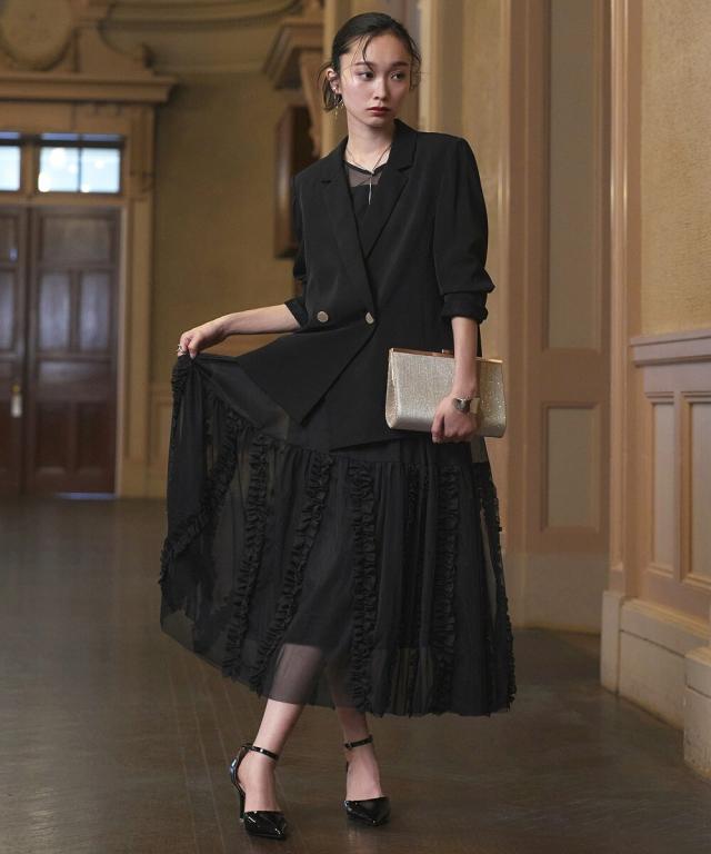 ルイルエブティック（RUIRUE BOUTIQUE）/ジャケット＆チュールフリルワンピースセット