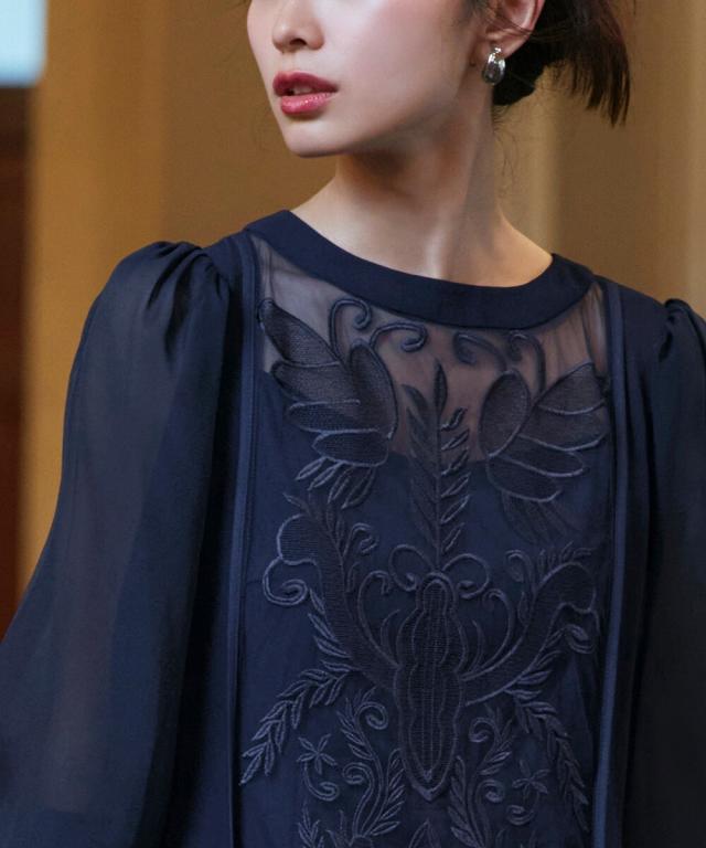 ルイルエブティック（RUIRUE BOUTIQUE）/刺繍レース切り替えフレア