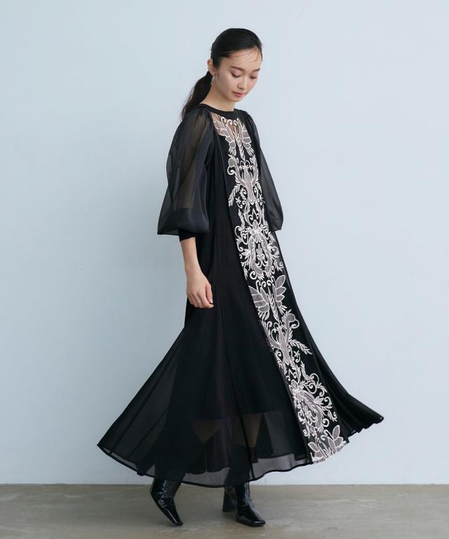 ルイルエブティック（RUIRUE BOUTIQUE）/刺繍レース切り替えフレア