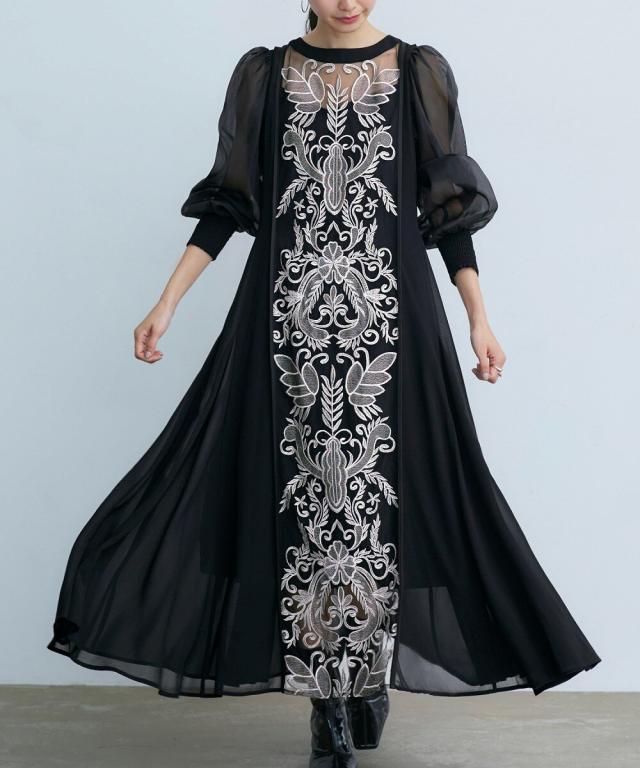 ルイルエブティック（RUIRUE BOUTIQUE）/刺繍レース切り替えフレア