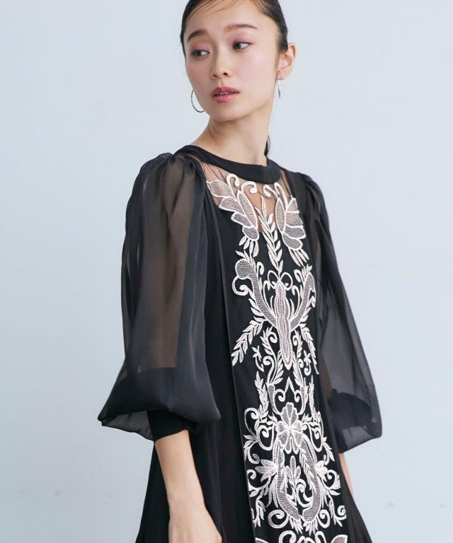 ルイルエブティック（RUIRUE BOUTIQUE）/刺繍レース切り替えフレア