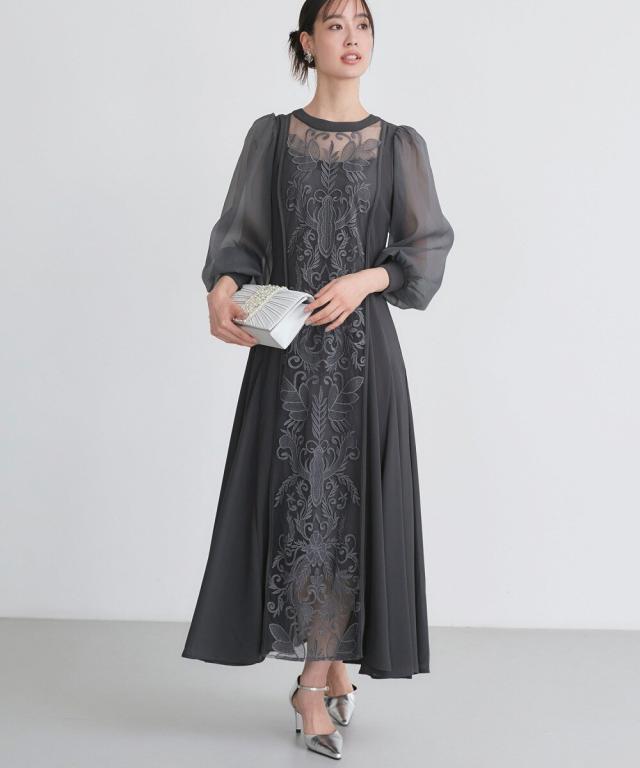 ルイルエブティック（RUIRUE BOUTIQUE）/刺繍レース切り替えフレア