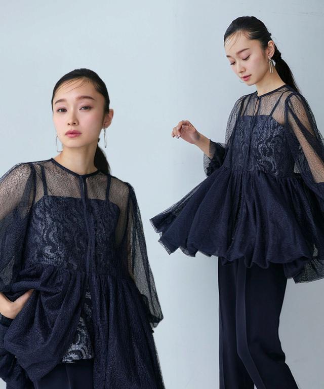 ルイルエブティック（RUIRUE BOUTIQUE）/バルーントップス＆レースインナー＆パンツ3点セット_2